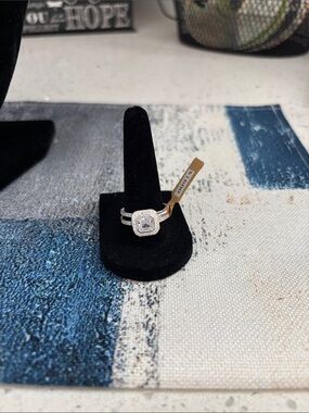 Moissanite Halo Engagement Ring Size 9